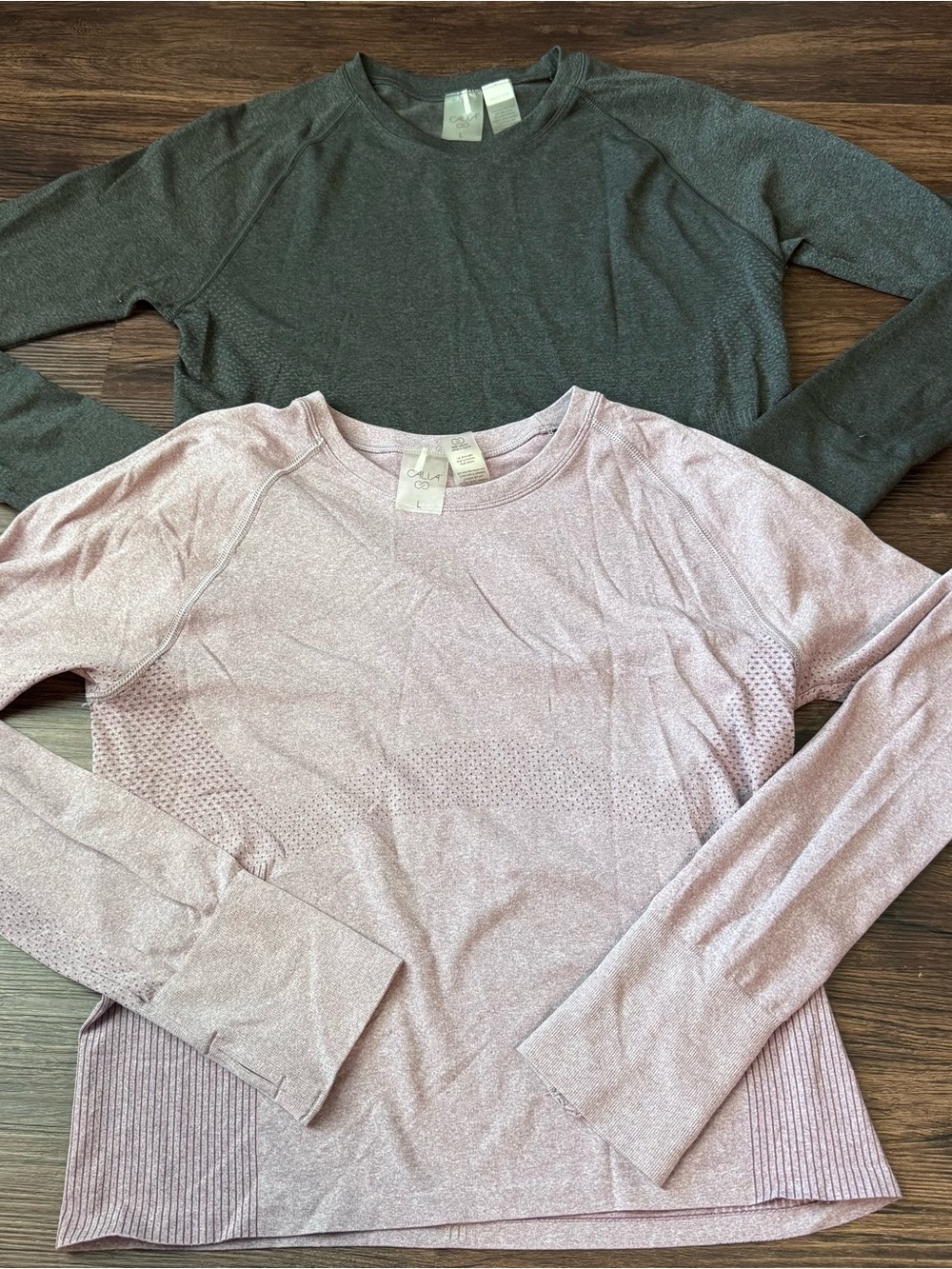 Calia Womens Shirt Run Seamless Long Sleeve Wicking Size Large Lot Of 2 Gym